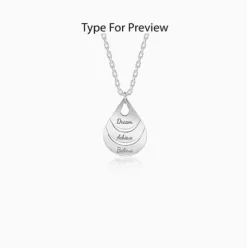 Silver Personalised Dreamy Teardrop Pendant With Link Chain