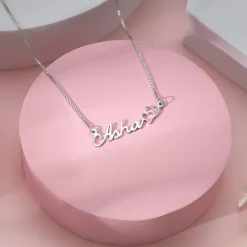 Silver Personalised Dual Heart Necklace