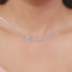 Silver Personalised Dual Heart Necklace