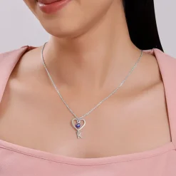 Silver Personalised Evil Eye Heart Initial Pendant