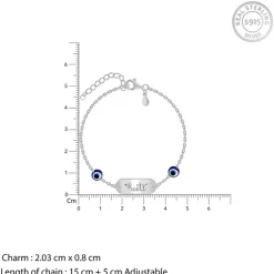 Silver Personalised Evil Eye Name Bracelet