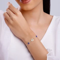 Silver Personalised Evil Eye Initial Bracelet