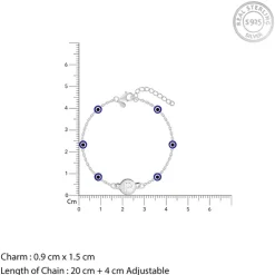 Silver Personalised Evil Eye Initial Bracelet