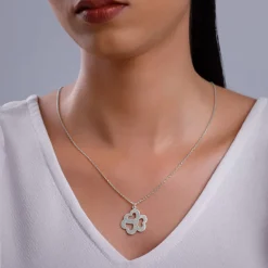 Silver Personalised Floral Love Name Necklace
