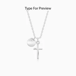 Silver Personalised Halo Cross Pendant With Link Chain