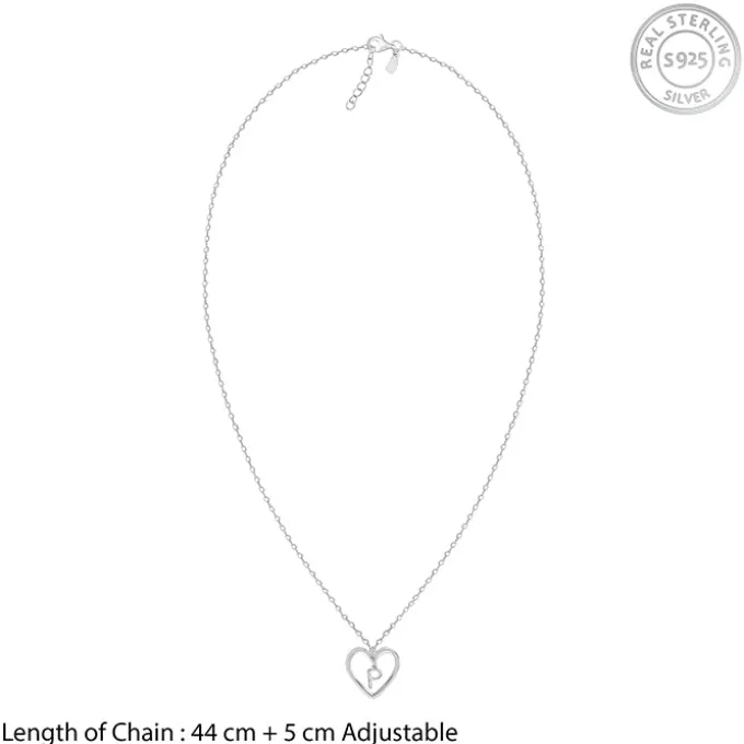 Silver Personalised Heart of Initial Pendant