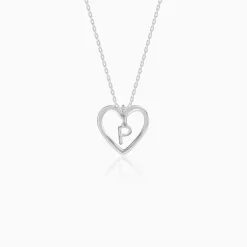 Silver Personalised Heart of Initial Pendant