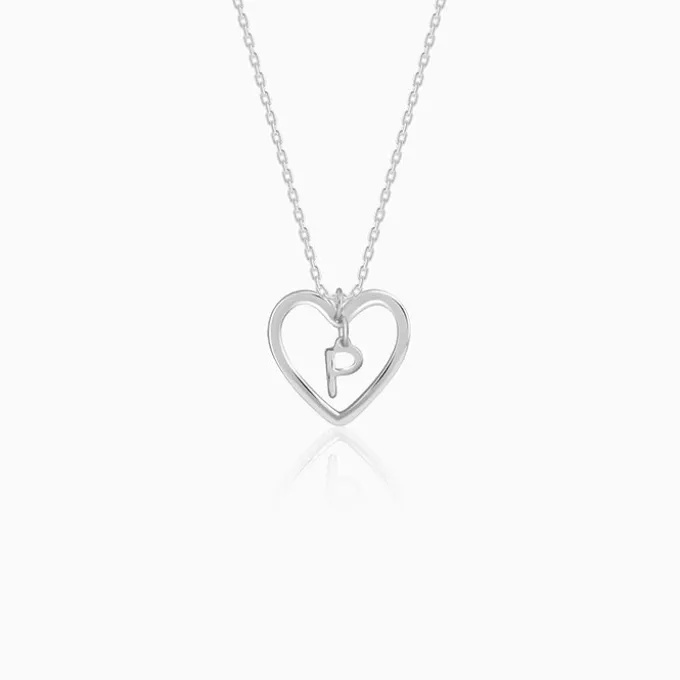 Silver Personalised Heart of Initial Pendant