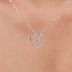 Silver Personalised Heart of Initial Pendant