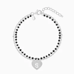Silver Personalised Heartfelt Initial Mangalsutra Bracelet