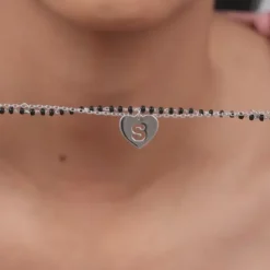 Silver Personalised Heartfelt Initial Mangalsutra Bracelet