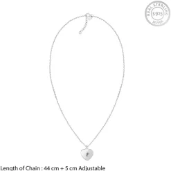 Silver Personalised Heart Initial Pendant With Link Chain