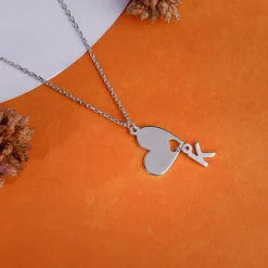 Silver Personalised Heart Initial Pendant