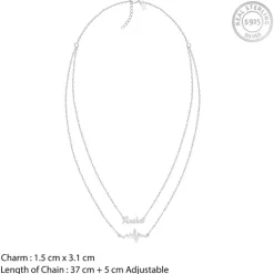 Silver Personalised Heartbeat Layered Necklace