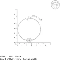 Silver Personalised Hexagon Initial Bracelet