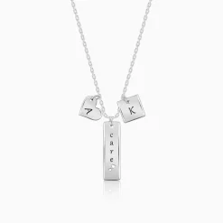 Silver Personalised Initial Charm Pendant With Link Chain