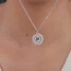 Silver Personalised Initial Grace Pendant with Link Chain