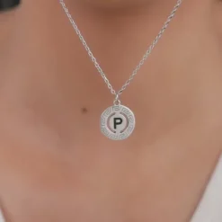 Silver Personalised Initial Grace Pendant with Link Chain