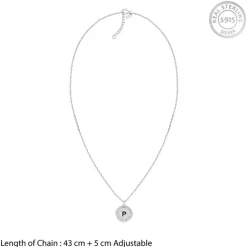 Silver Personalised Initial Grace Pendant with Link Chain