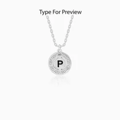 Silver Personalised Initial Grace Pendant with Link Chain