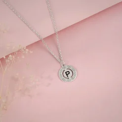 Silver Personalised Initial Grace Pendant with Link Chain