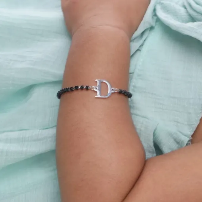 Silver Personalised Initial Nazariya Kids Bracelet (0 - 2 Years)