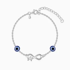 Silver Personalised Initial Nazar Bracelet