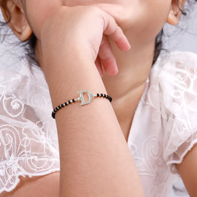 Silver Personalised Initial Nazariya Kids Bracelet (2 - 8 Years)