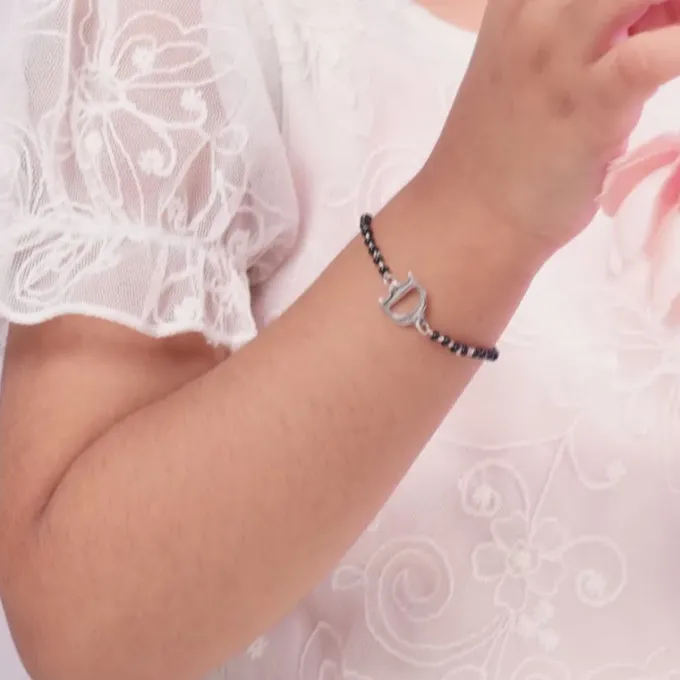 Silver Personalised Initial Nazariya Kids Bracelet (2 - 8 Years)