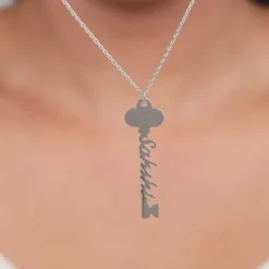 Silver Personalised Key Pendant