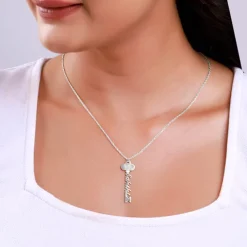 Silver Personalised Key Pendant