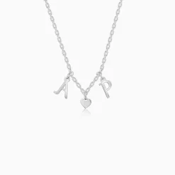 Silver Personalised Love Initials Necklace