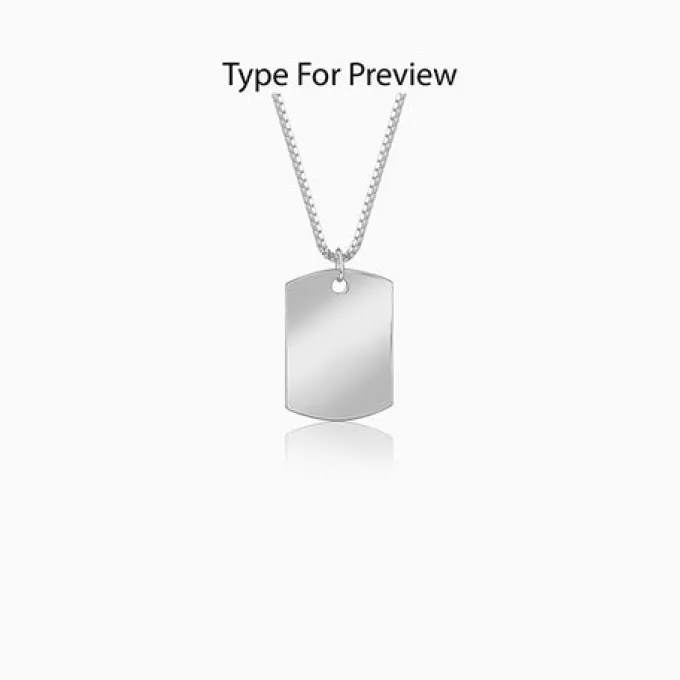 Silver Personalised Military Dog Tag Pendant with Box Chain For Him