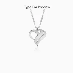 Silver Personalised Name Heart Duo Pendant With Link Chain
