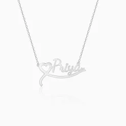 Silver Personalised Name Heart Necklace