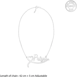 Silver Personalised Name Heart Necklace