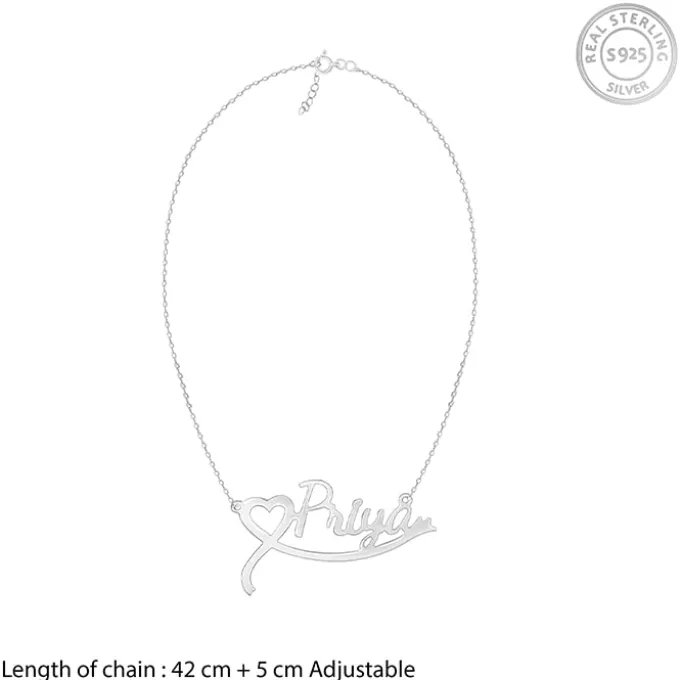 Silver Personalised Name Heart Necklace