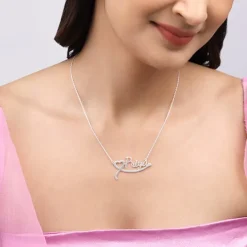 Silver Personalised Name Heart Necklace