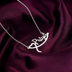 Silver Personalised Name Heart Necklace