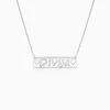 Silver Personalised Name Engraved with Love Necklace