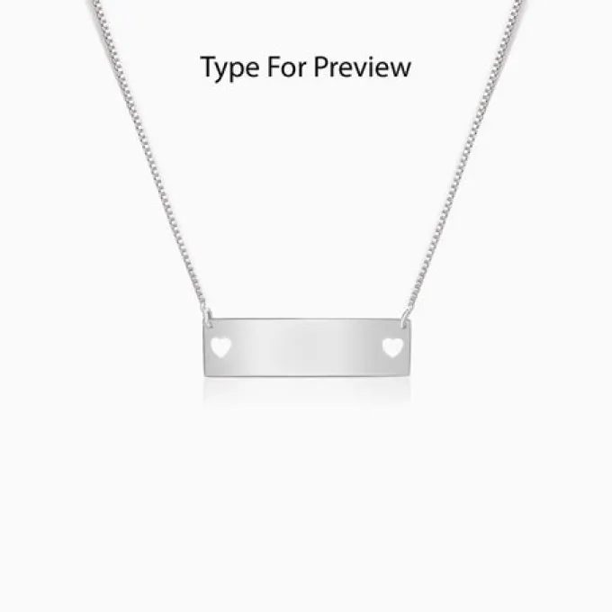 Silver Personalised Name Engraved with Love Necklace