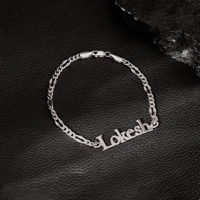 Silver Personalised Name Bracelet For Him