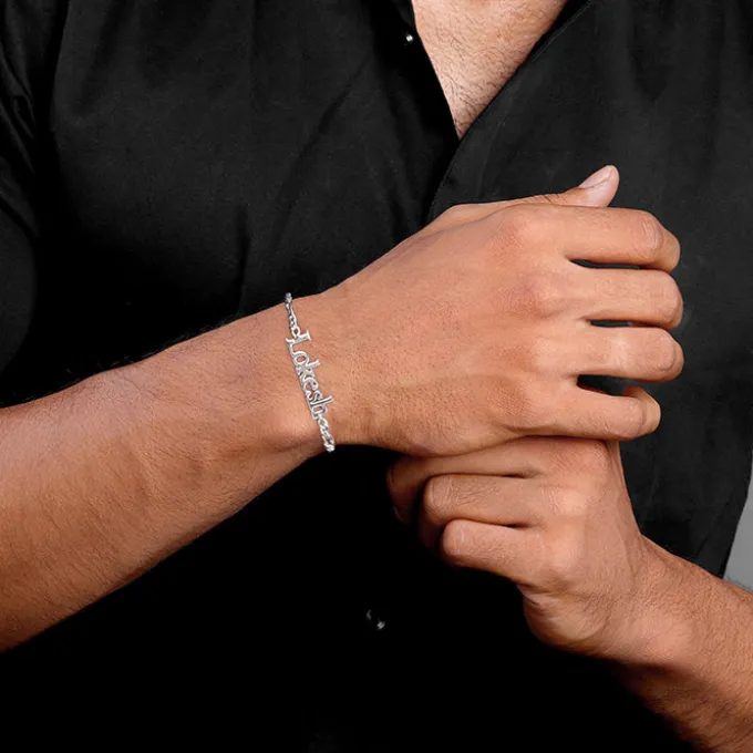 Silver Personalised Name Bracelet For Him