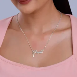 Silver Personalised Name Star Charm Necklace