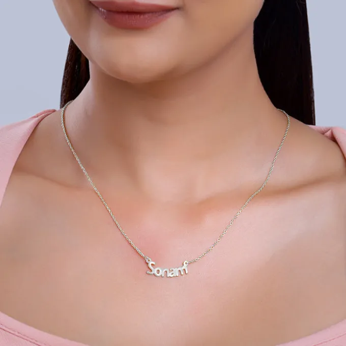 Silver Personalised Name in Bold Necklace
