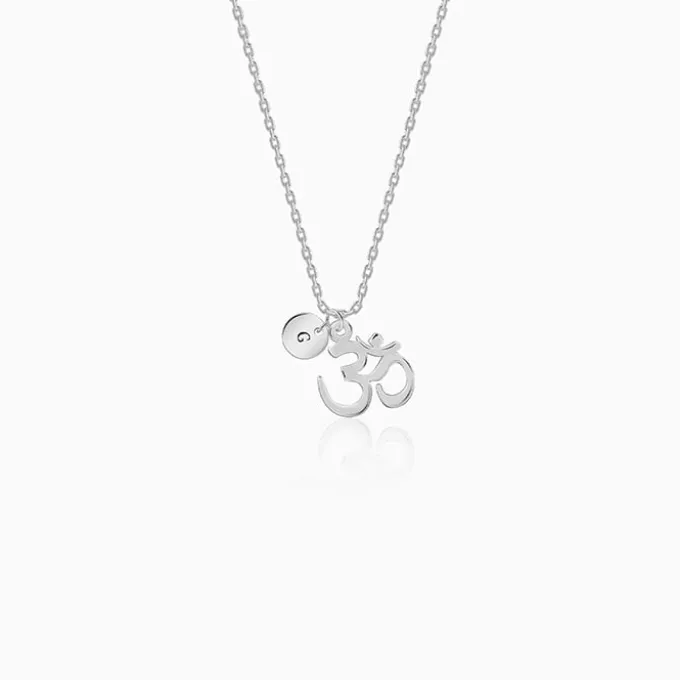 Silver Personalised Om Pendant With Link Chain