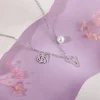 Silver Personalised Pearl Rosey Necklace