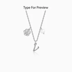 Silver Personalised Pearl Rosey Necklace