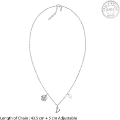 Silver Personalised Pearl Rosey Necklace