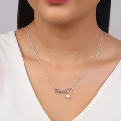 Silver Personalised Pearl Heart Necklace